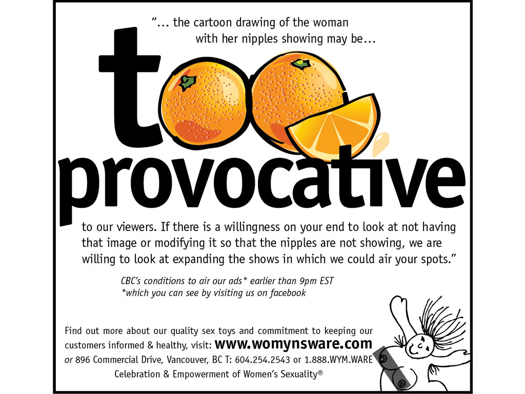 Are cartoon boobs any more provocative than a pair of oranges?