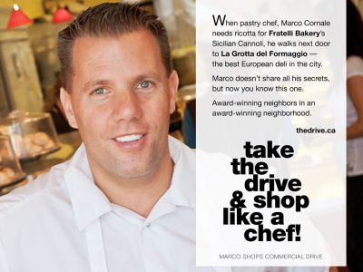 Marco Cornale in Commercial Drive ad for Fratelli's Bakery