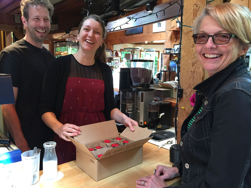 Queen B honey delivery to Solomon Rose Gallery Cafe on Galiano Island