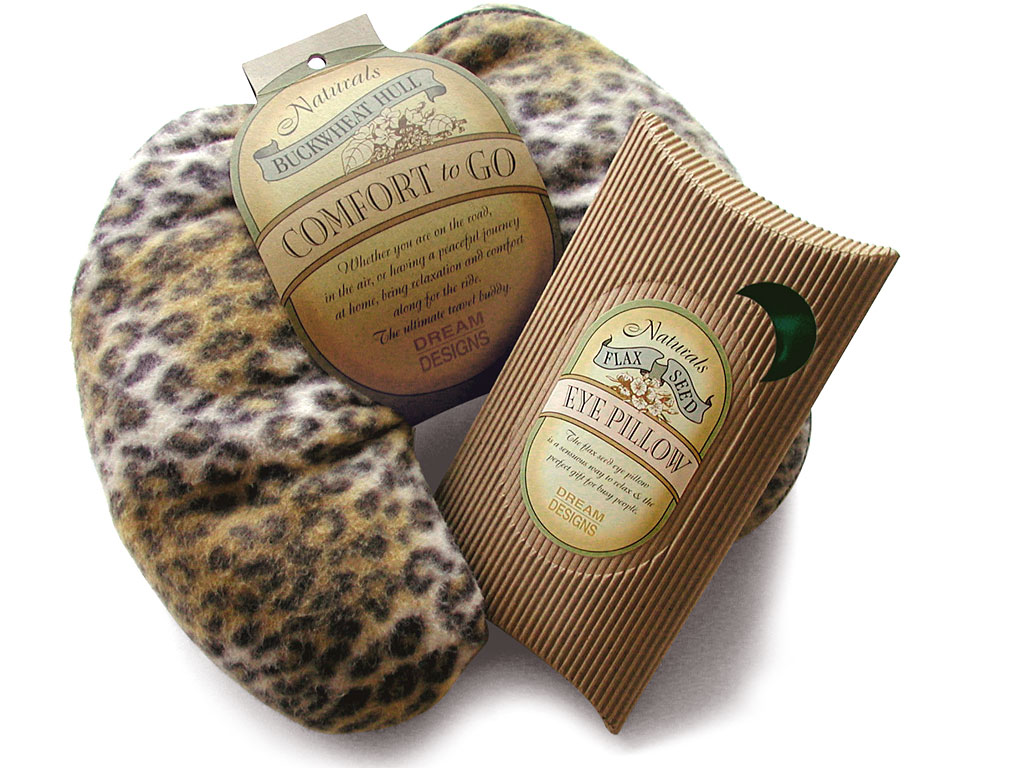 Neck pillow and eye pillow packaging for Dream Designs