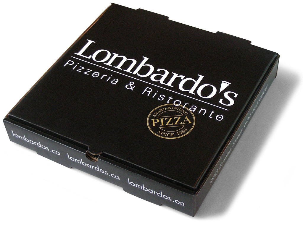 pizza package design for Lombardo's Pizzeria & Ristorante
