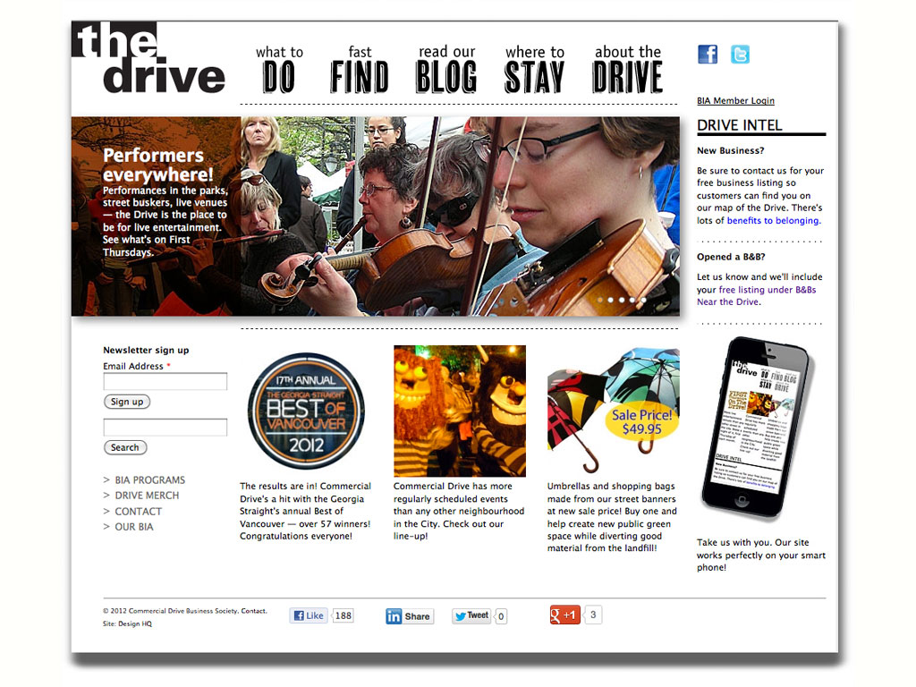 Commercial Drive website designed by Far & Wide