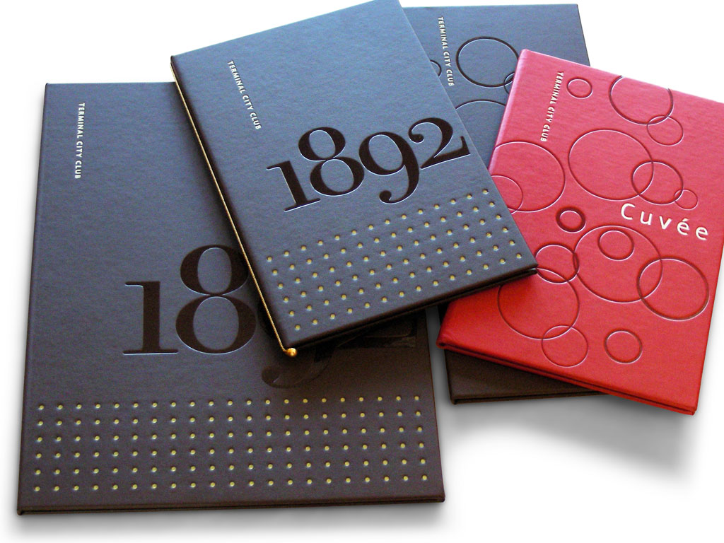 menu designs for terminal city club in Vancouver, bc
