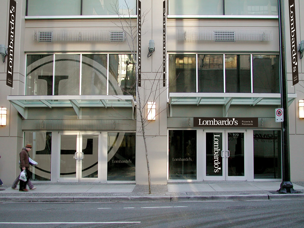 Lombardo's building and window graphics