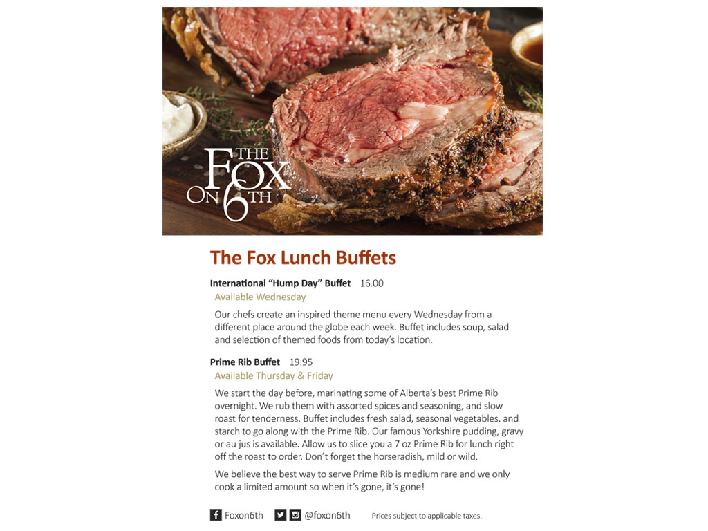 Fox on 6th restaurant tent card & elevator sign ad