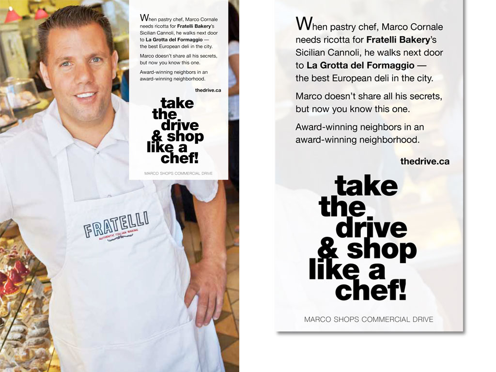 Marco Cornale in Commercial Drive ad for Fratelli's Bakery