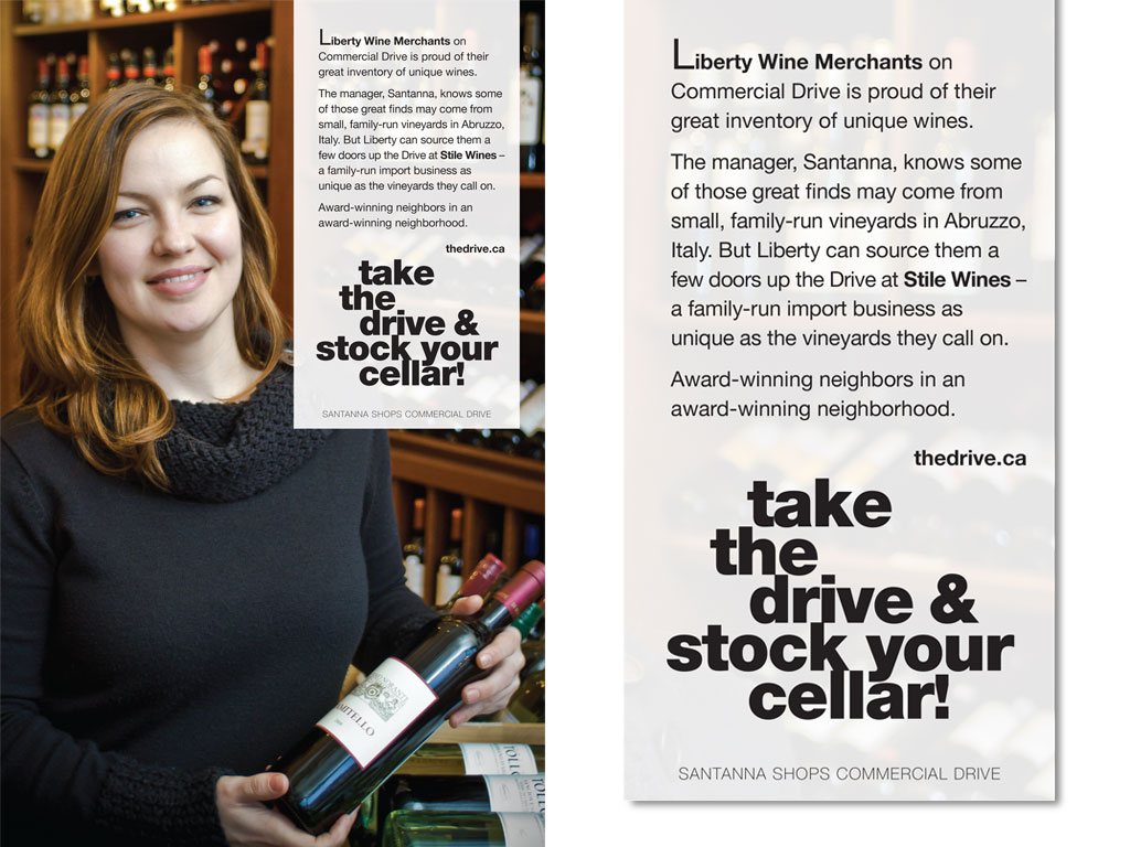 Santana in Commercial Drive ad for Liberty Wine Merchants