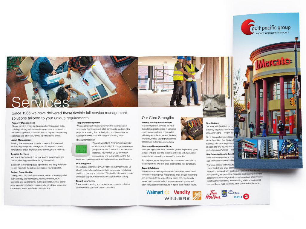 16 x 9 gatefold brochure for Gulf Pacific Property Management