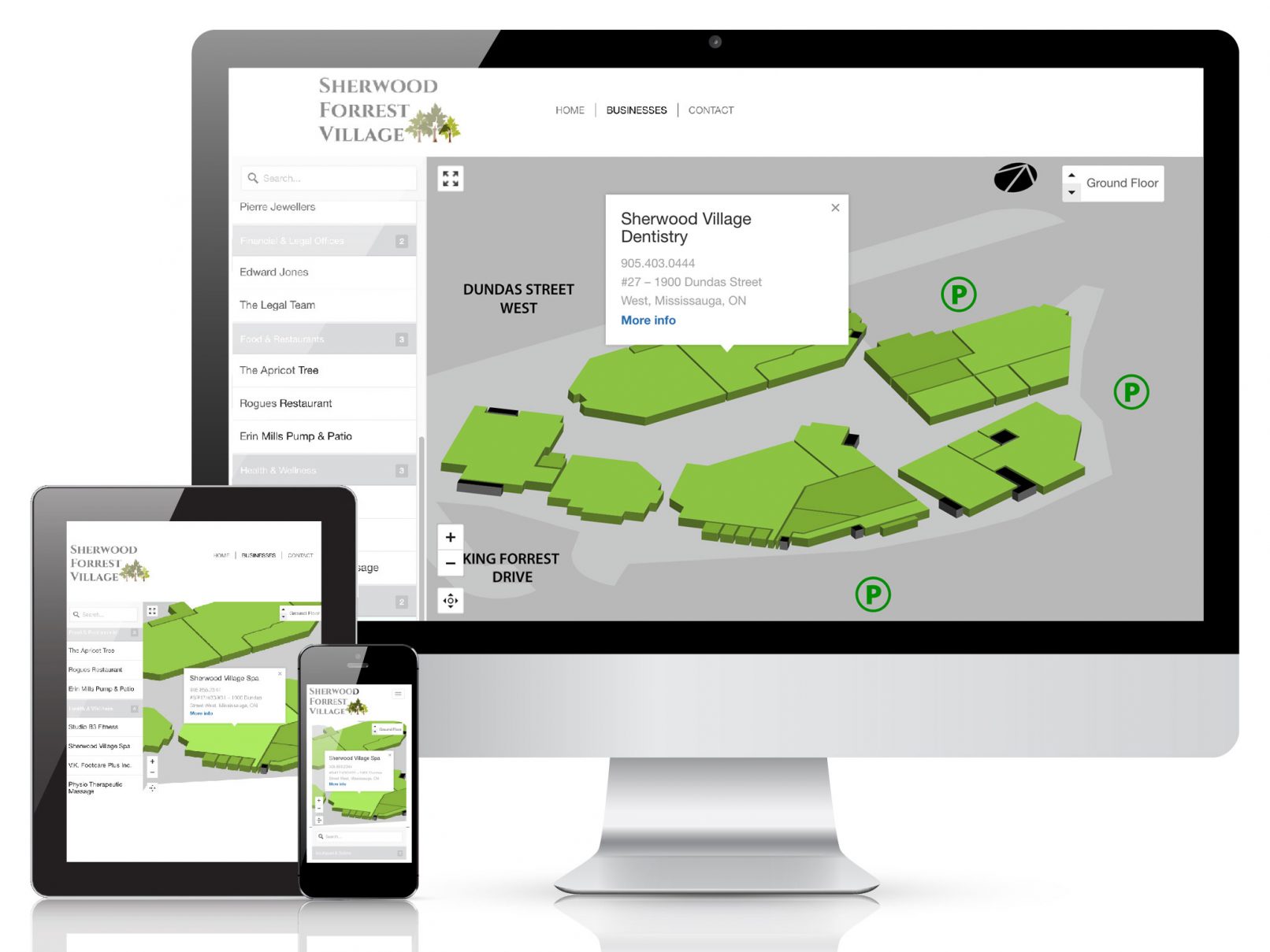 3D interactive map for shopping centers produced by Far & Wide marketing for Gulf Pacific Property Management