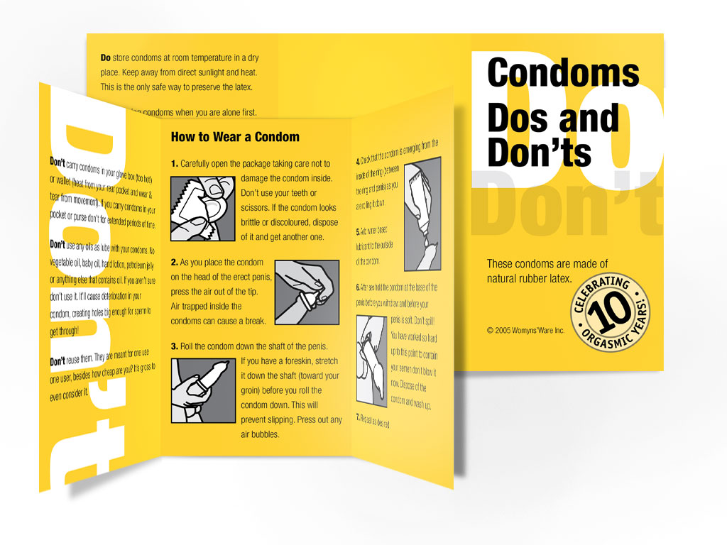 illustrated condom brochure for correct use of condoms