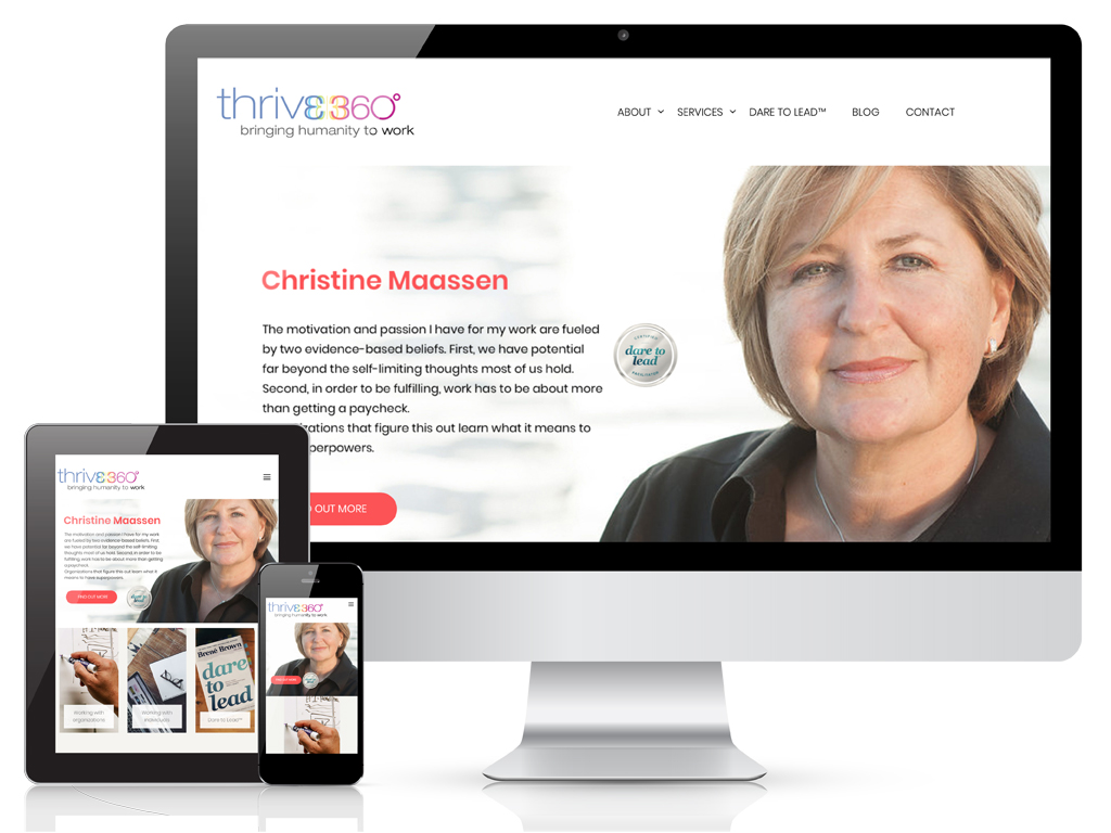 responsive wordpress theme for Christine Maassen's thrive 360° website
