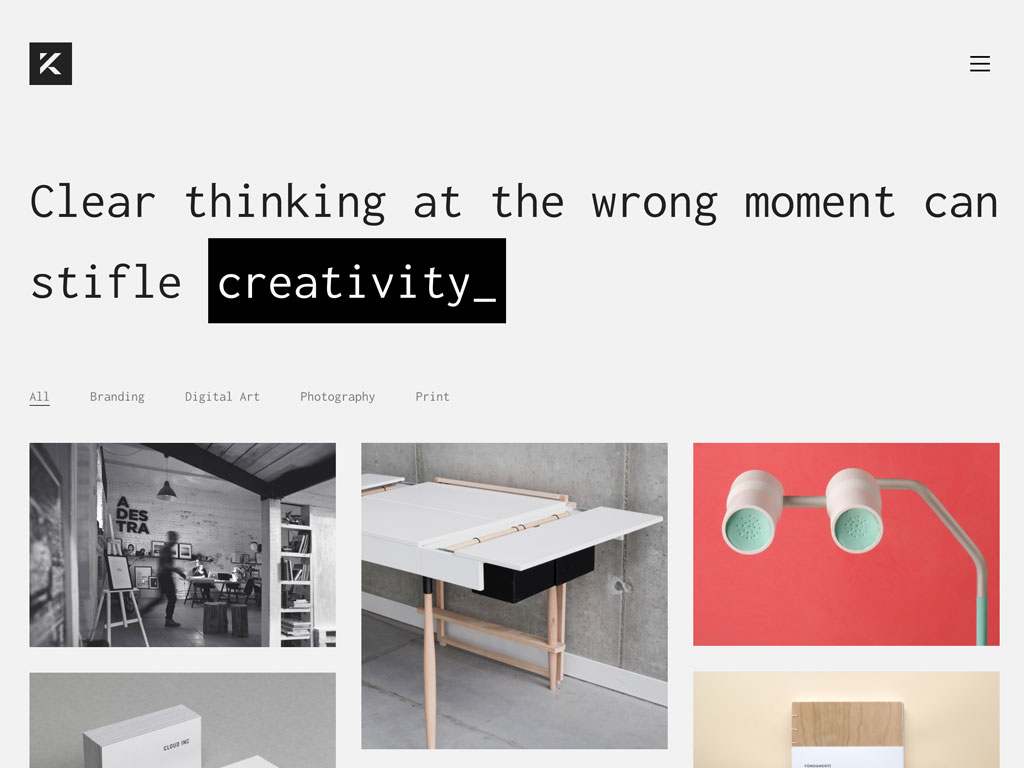 screen grab of Kalium theme layout